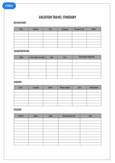 Vacation Planning Template Free Vacation Itinerary Template Pdf Word Doc