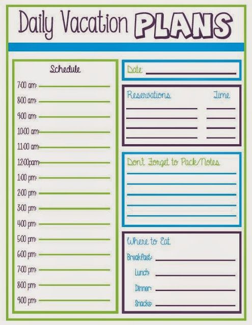 Vacation Planning Template Mommy Quickies Daily Vacation Schedule