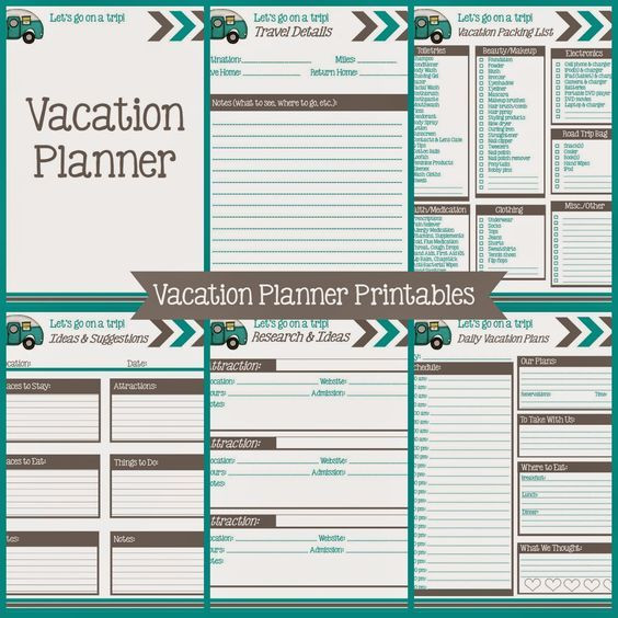 Vacation Planning Template Vacation Planner Printables