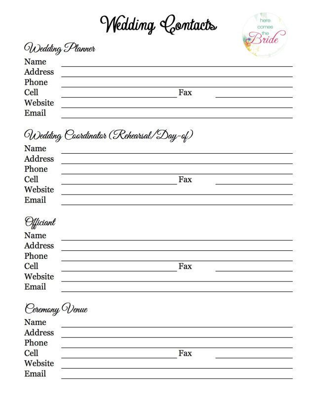 20 Wedding Planner Questionnaire Template