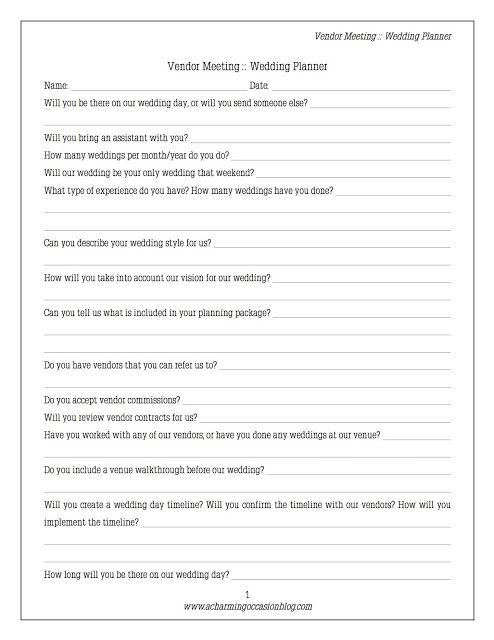Wedding Planner Questionnaire Template something Charming Wedding Wednesday Hiring A Planner