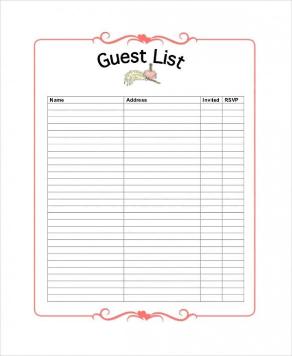 Wedding Planner Template Word Sample Wedding Guest List 7 Documents In Pdf Word Excel