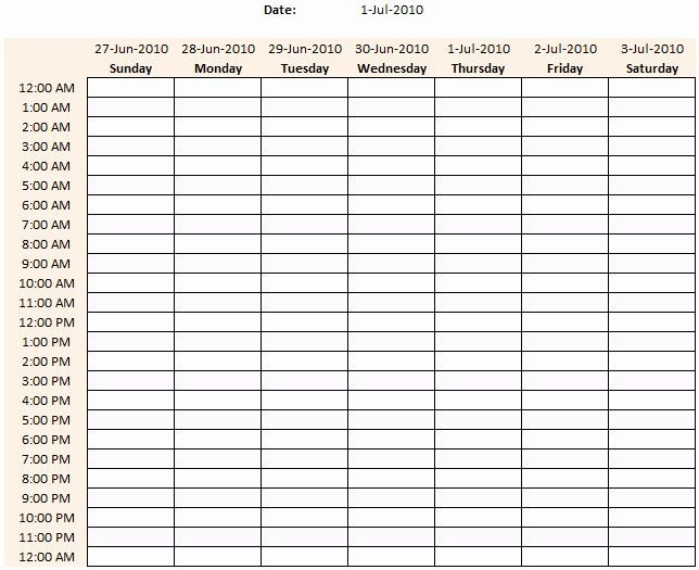 Weekly Hourly Planner Template Excel Hourly Schedule Template Excel Best 7 Best 24 Hours
