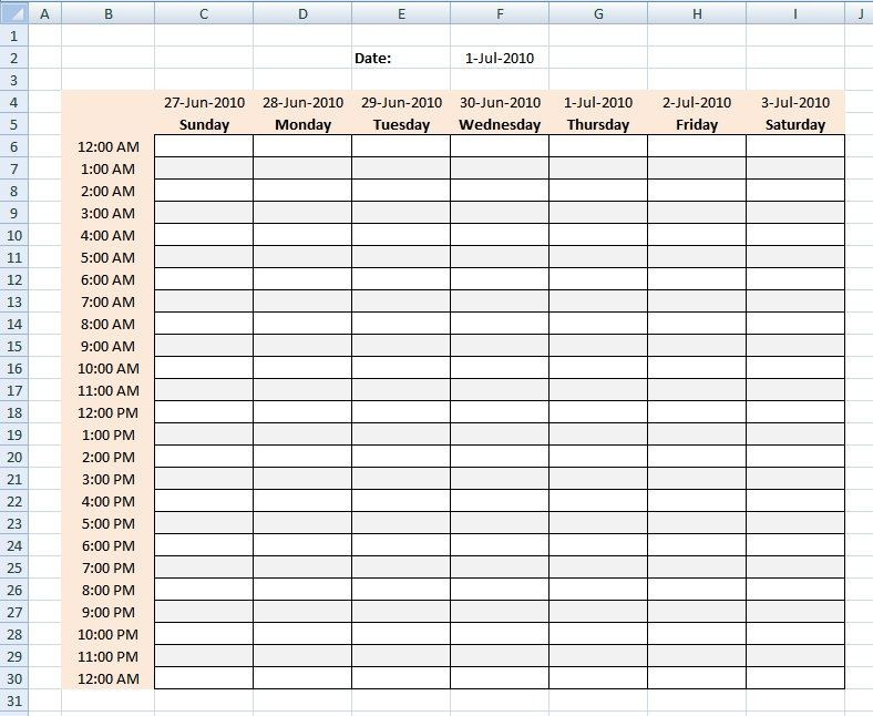 Weekly Hourly Planner Template Excel Pin by Jill M Nadler On Productivity