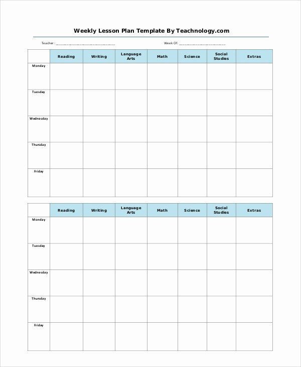 Weekly Lesson Plan Template Free Lesson Plan Template Weekly New Printable Lesson Plan 7 Free