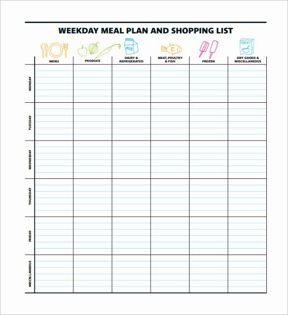 Weekly Meal Plan Template Excel Free Meal Planner Template Download Inspirational 15 Meal