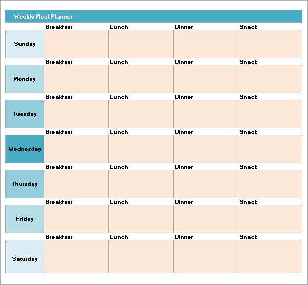 Weekly Meal Plan Template Excel T Meal Plan Excel
