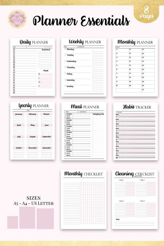Weekly Monthly Planner Template Planner Essentials Bullet Journal Planner Templates Daily