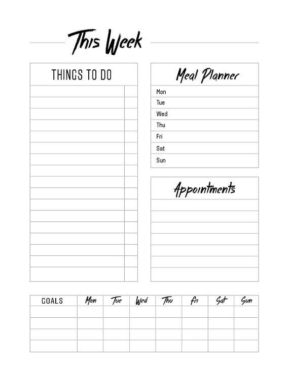 Weekly Planner Template Printable Weekly Planner Pages 8 5 X 11