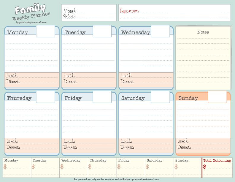 Weekly Planner Template Weekly Planner for A Busy Family