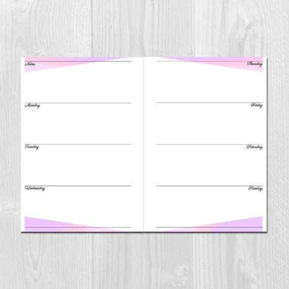 Weekly Planner Template Weekly Planner Printable Horizontal Layout A5 Size Undated