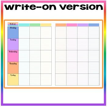Weekly Plans Template Editable and Write Weekly Lesson Plans Template Sets