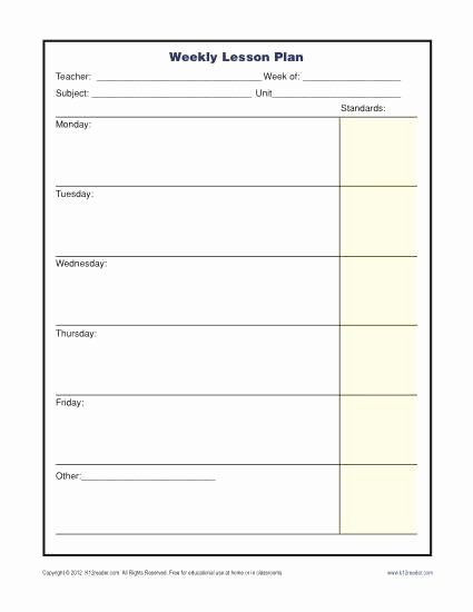 Weekly Plans Template Printable Lesson Plan Template Inspirational Weekly Lesson