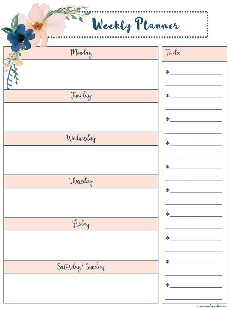 Weekly School Planner Template Free Printable Weekly Planner – Our Class Nation