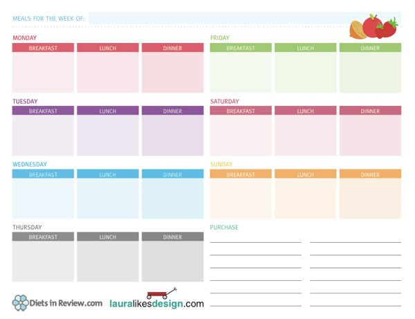 Weight Loss Meal Planning Template Free Printable Download 3 Free Weekly Meal Planner