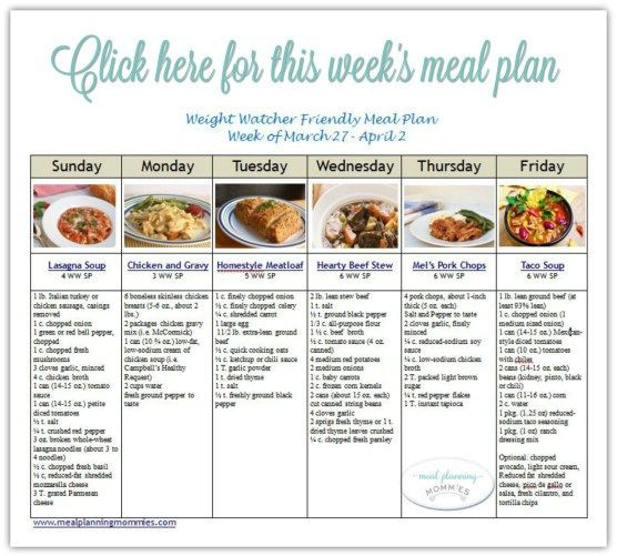 Weight Watcher Meal Planner Template Pin On Weight Watchers Meal Plans