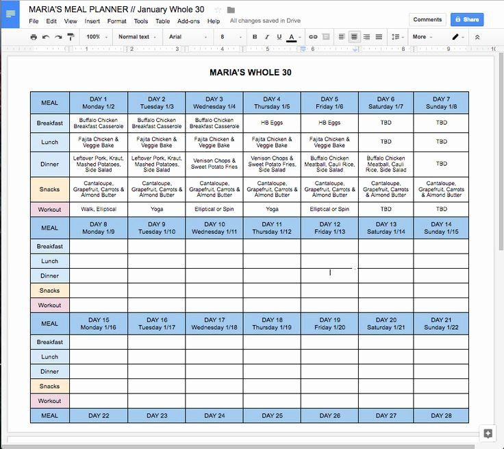 Whole 30 Meal Plan Template whole30 Meal Plan Template Inspirational Weekly Meal