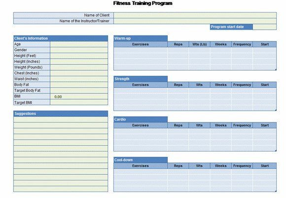 Workout Plan Template Excel Workout Plan Template Excel Workout Chart for Excel In 2020
