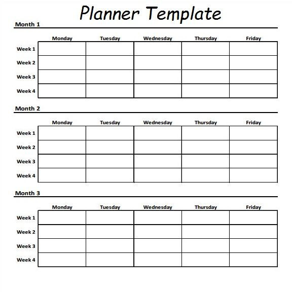 Workout Planner Template 3 Month Planner Template In 2020