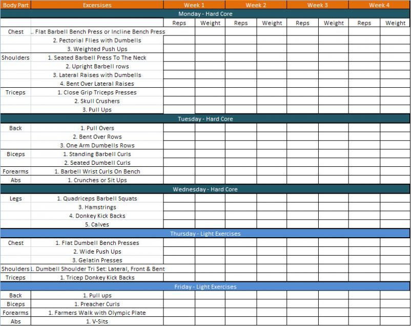 Workout Planner Template Schedule Templates at Duckduckgo