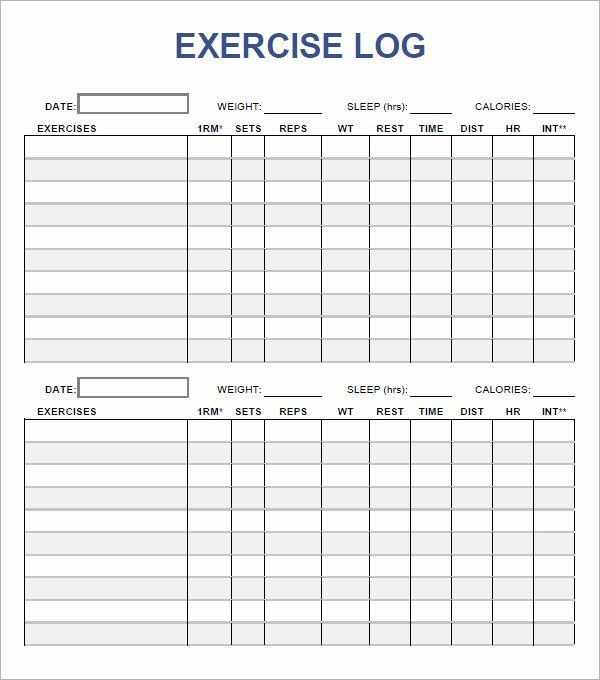 Workout Planner Template Workout Plan Template Pdf Beautiful Exercise Log Template 8