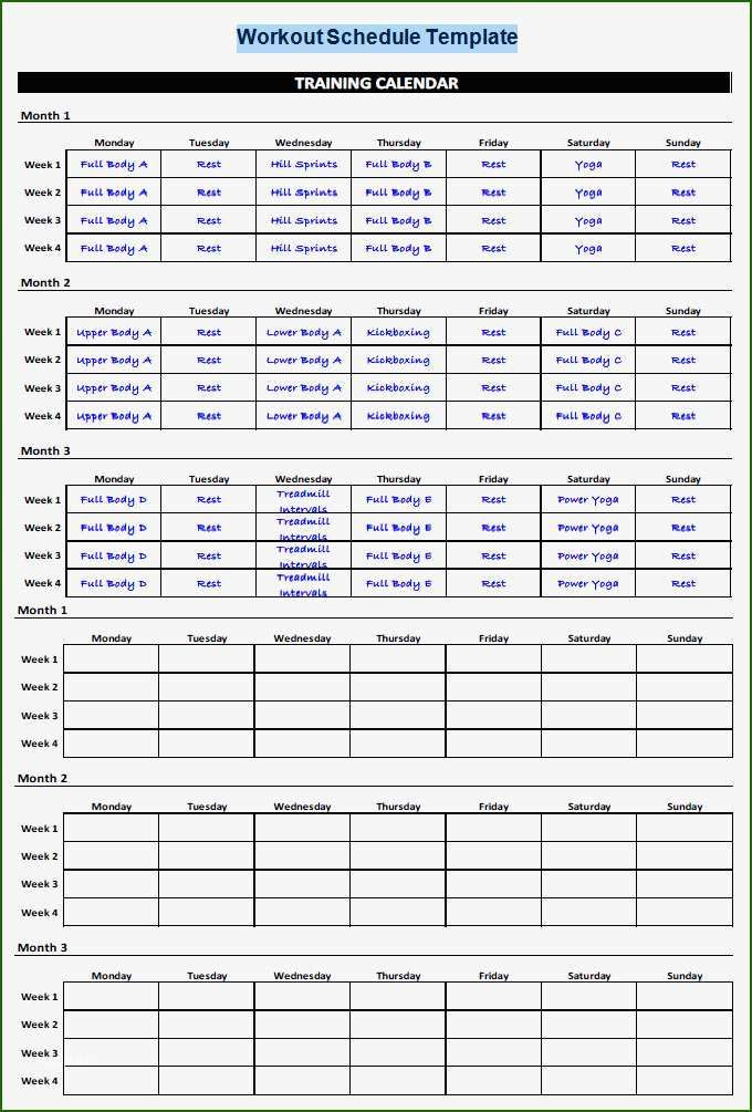 Workout Planner Template Workout Schedule Template Excel 16 View 2020 In 2020
