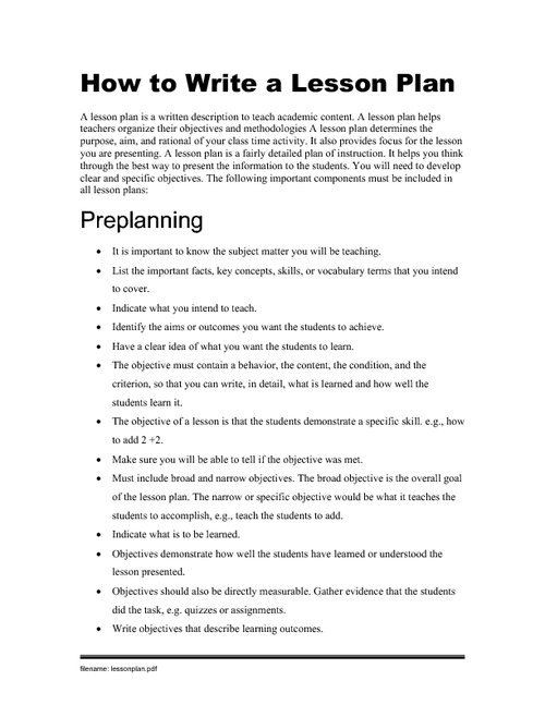 Writing Lesson Plan Template How to Write A Lesson Plan Screenshot