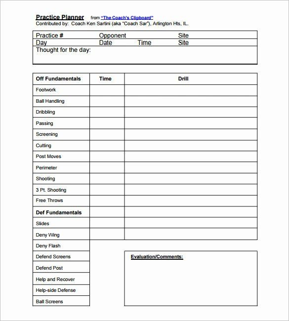 Youth Basketball Practice Plan Template Blank Basketball Practice Plan Template Inspirational 8