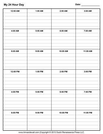 24 Hour Day Planner Template 24 Hr Daily Schedule Template Tim S Printables