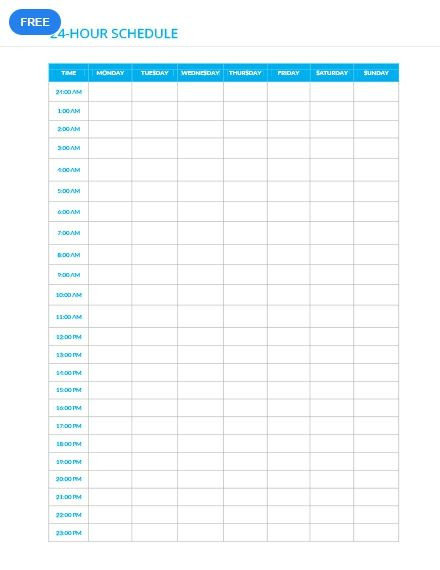 20 24 Hour Day Planner Template