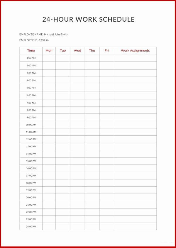 24 Hour Day Planner Template Hour by Hour Schedule Template Unique 22 24 Hours Schedule