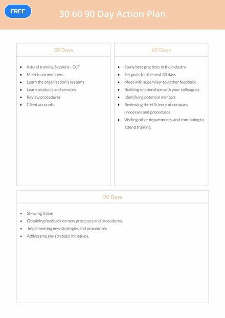 30 Day Action Plan Template Free 30 60 90 Day Action Plan Template Pdf