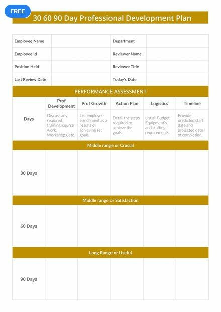 30 Day Action Plan Template Free 30 60 90 Day Professional Development Plan Template