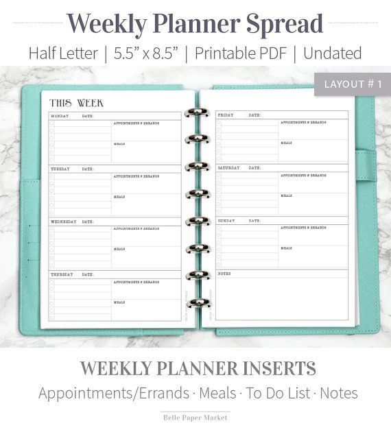 5 5 X 8 5 Planner Template Pin On Planners Inserts Checklists Household Binder