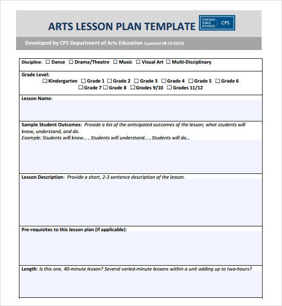 Art Lesson Plan Template Image Sample Art Lesson Plans Template 7 Free Documents