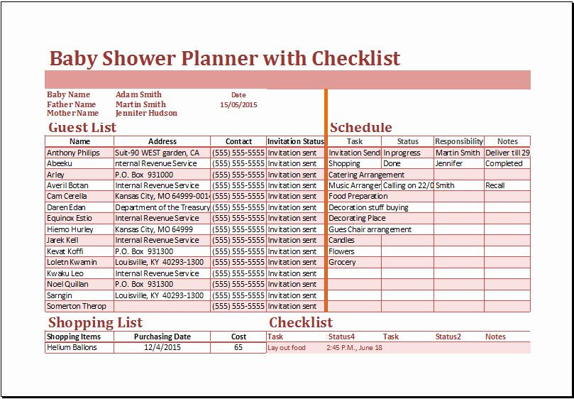 Baby Shower Planner Template Baby Shower Planner Template Fresh Excel Baby Shower Planner