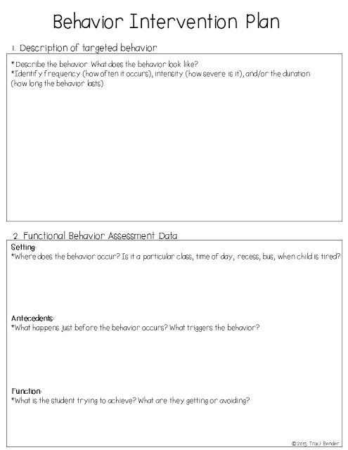 Behavior Intervention Plan Template Creating A Behavior Intervention Plan Bip