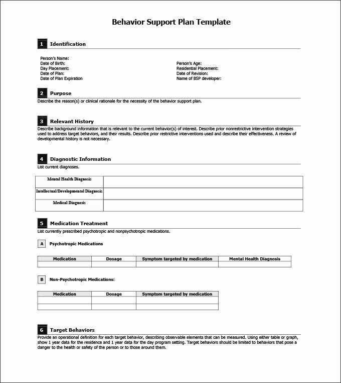 Behavior Support Plan Template Behavior Intervention Plan Template Best Behavior Support