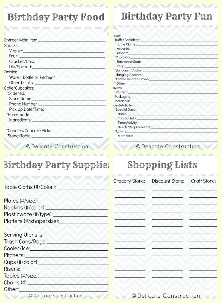 Birthday Party Planner Template Birthday Party Plan Printables 7491 024 P­xeles