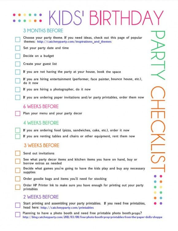 Birthday Party Planner Template Free Printable Kids Party Planning Checklist