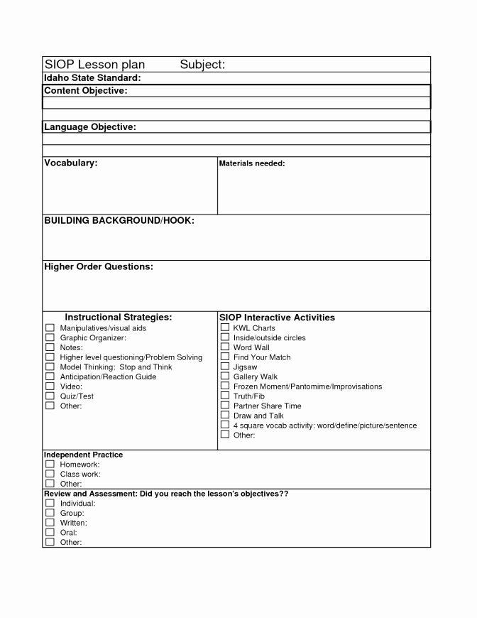 Blank Lesson Plan Template formal Lesson Plan Template New Danielson Aligned Lesson