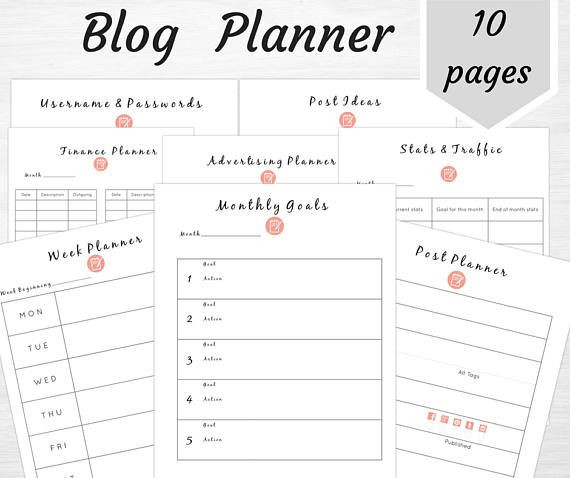 Blog Planner Template Blog Planner Printable Blog Planner A4 Printable Planner