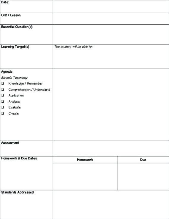 Bloom Taxonomy Lesson Plan Template Bloom Taxonomy Lesson Plan Template Elegant Revised Bloom