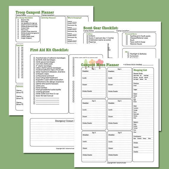 Boy Scout Meal Planning Template Printable Pages to Help Plan and organize Your Next Troop