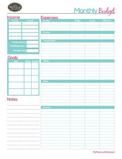 Budget Planner Template Printable Free Printable Household Bud form