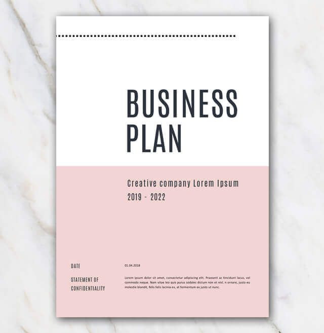 Business Plan Cover Page Template Pink Creative Business Plan Template