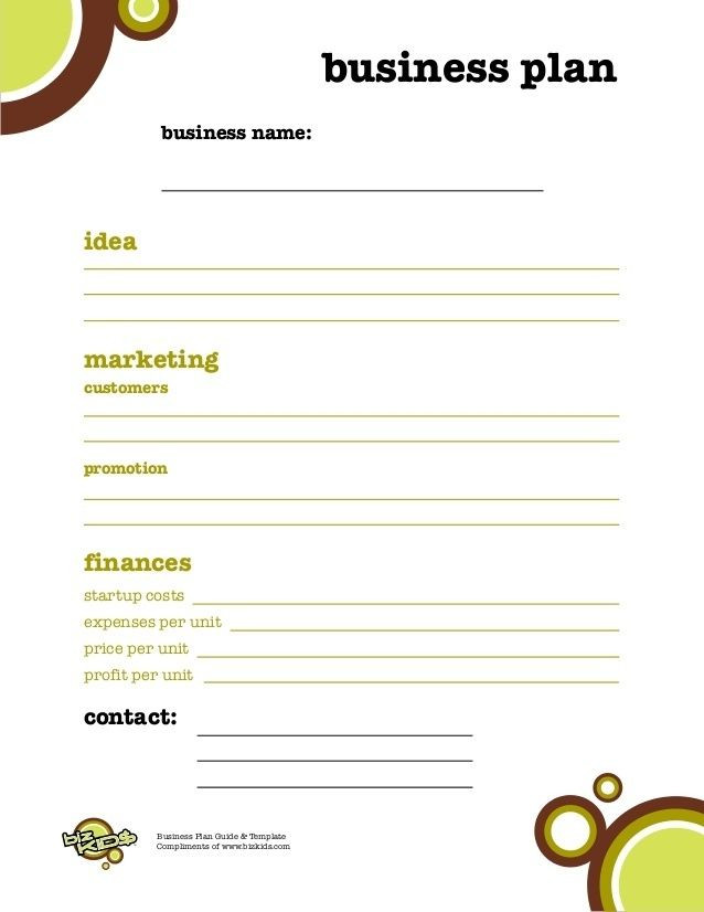 Business Plan Template for Kids Business Plan for Kids
