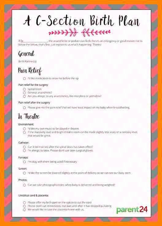 C Section Birth Plan Template E Page Birth Plan Template Unique Printable C Section