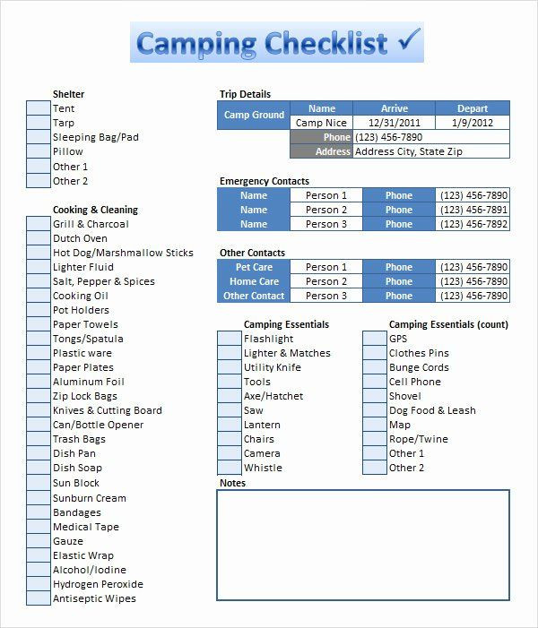Campground Business Plan Template Campground Business Plan Template New 8 Camping Checklist