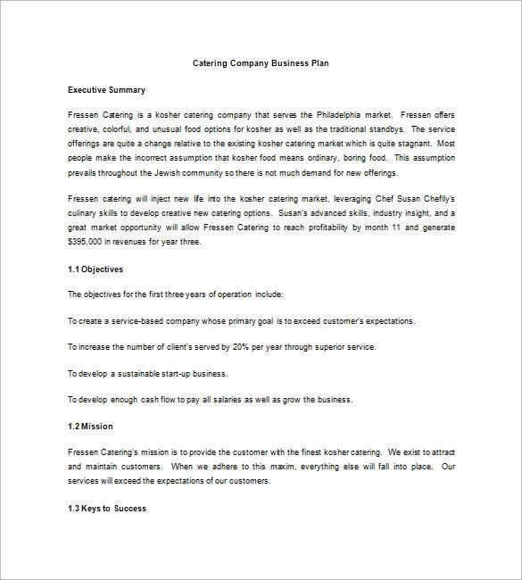 Catering Business Plan Template Catering Business Plan Template Awesome Catering Business